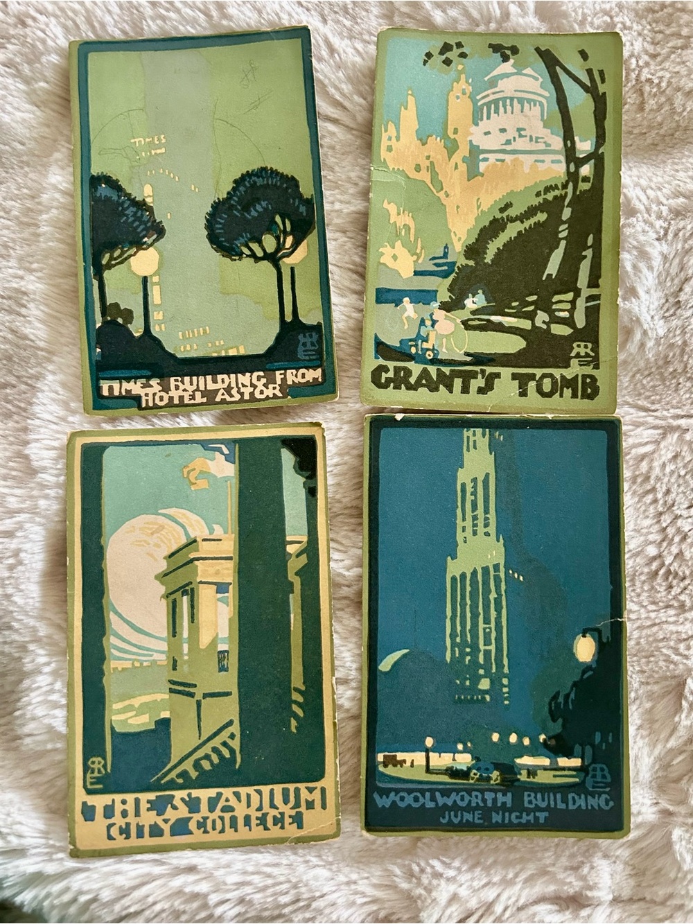 Vintage 1916 Rachel Robinson Elmer Views of New York Post Card Series 4 cards